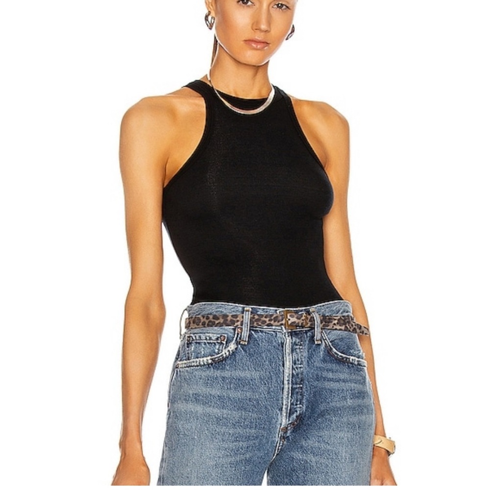 Agolde Rianne Black High Neck Bodysuit